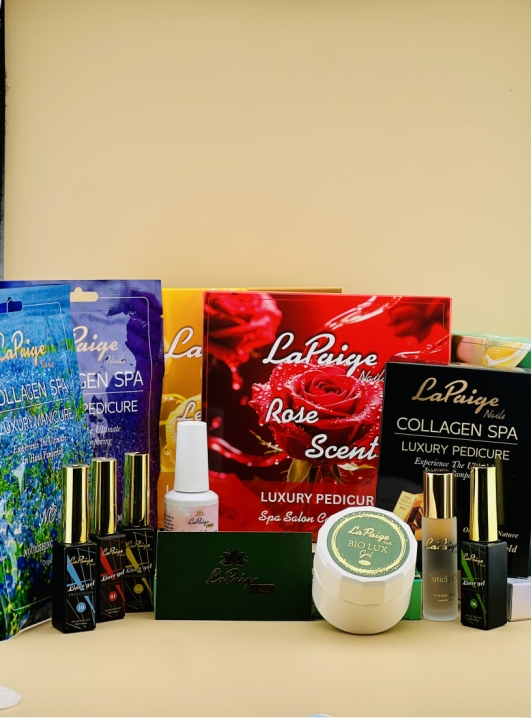 Exclusive organic Collagen Spa and Bio Lux Gel products at non-toxic nail salon near me La Paige Nails