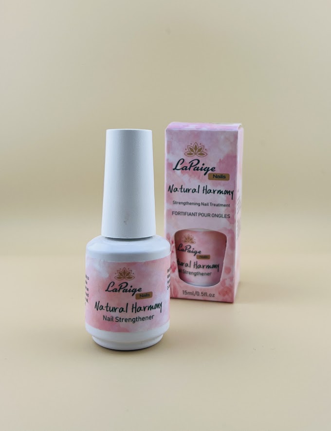 La Paige Nails Natural Harmony nail strengthener bottle and packaging